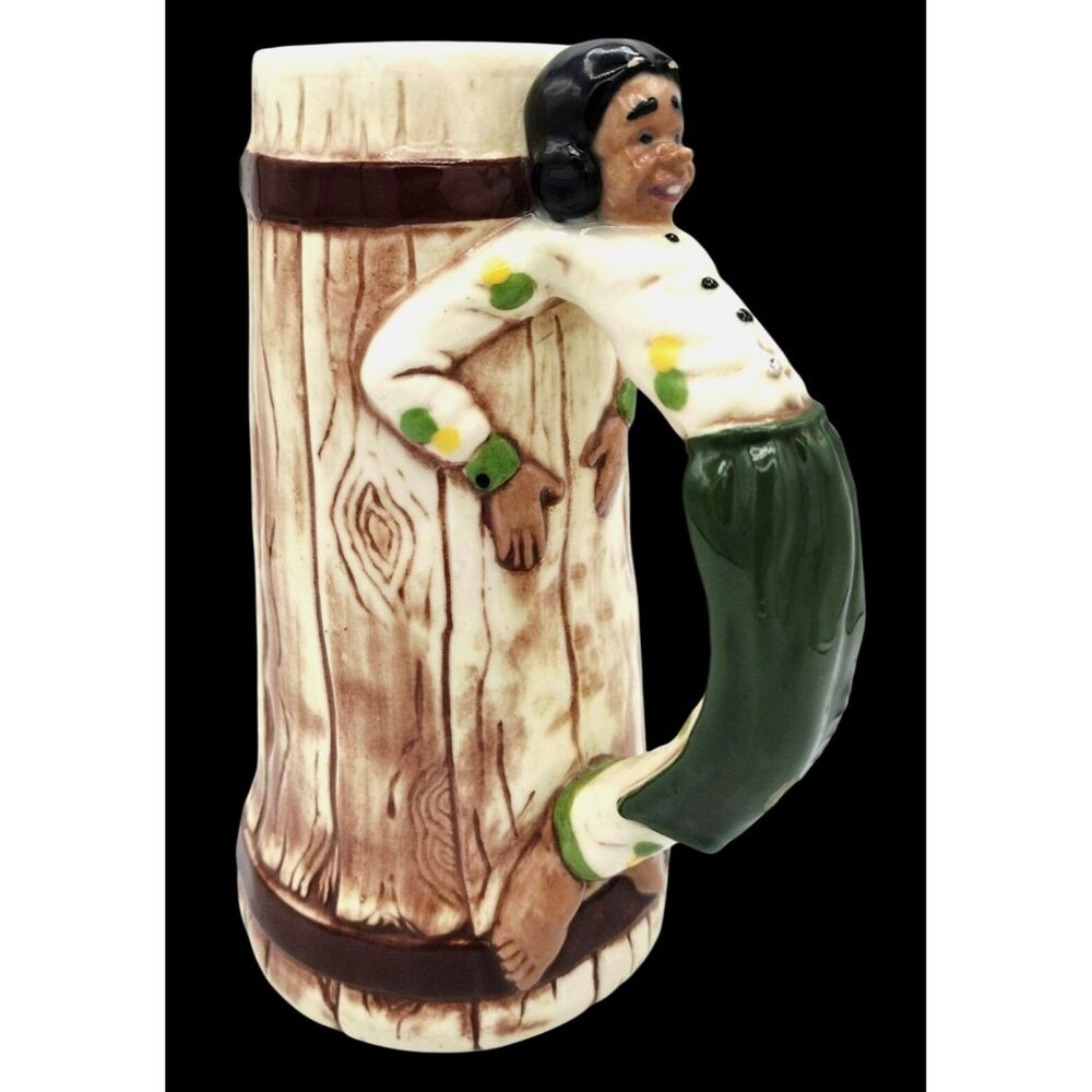 Ceramic Beer Mug Twin Winton Hillbilly Hides Moonshine Barrel Pasadena CA 1950s